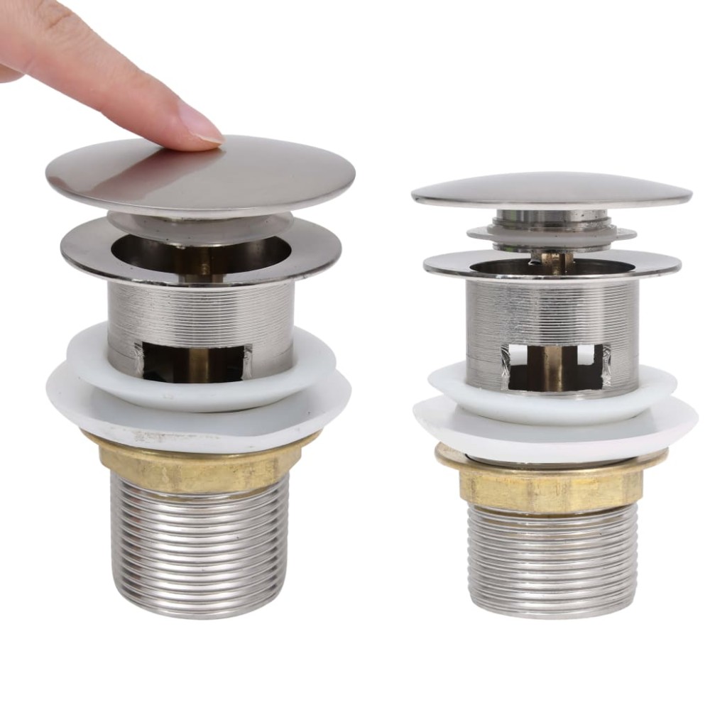 vidaXL Ventil scurgere push funcție de preaplin argintiu 6,4x6,4x9,1cm