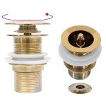 vidaXL Ventil scurgere push, fără preaplin, auriu 6,4x6,4x9,1 cm vidaXL Ventil scurgere push, fără preaplin, auriu 6,4x6,4x9,1 cm