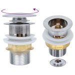 vidaXL Ventil scurgere push, fără preaplin, argintiu 6,4x6,4x9,1 cm vidaXL Ventil scurgere push, fără preaplin, argintiu 6,4x6,4x9,1 cm