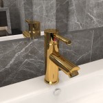 vidaXL Robinet chiuvetă de baie, auriu, 130x176 mm vidaXL Robinet chiuvetă de baie, auriu, 130x176 mm