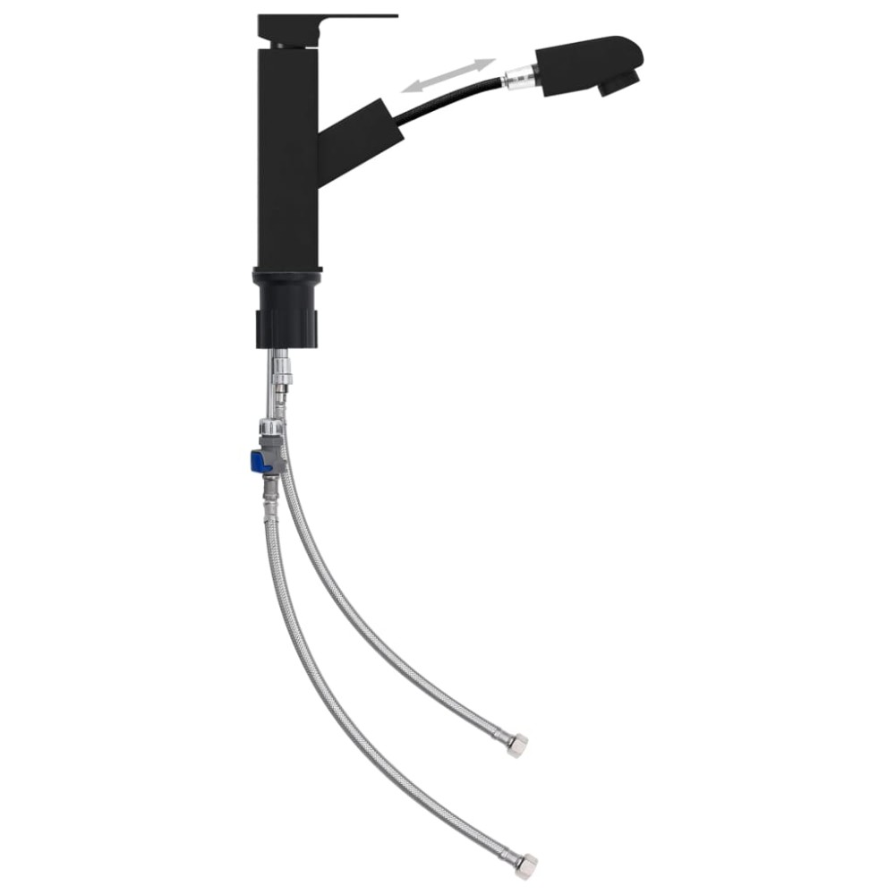 vidaXL Robinet chiuvetă de baie retractabil, negru, 157x172 mm