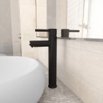 vidaXL Baterie mixer de baie, negru, 12x30 cm vidaXL Baterie mixer de baie, negru, 12x30 cm