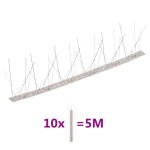 vidaXL Set bandă cu țepi antipăsări cu 5 rânduri, 10 buc., oțel, 5 m vidaXL Set bandă cu țepi antipăsări cu 5 rânduri, 10 buc., oțel, 5 m