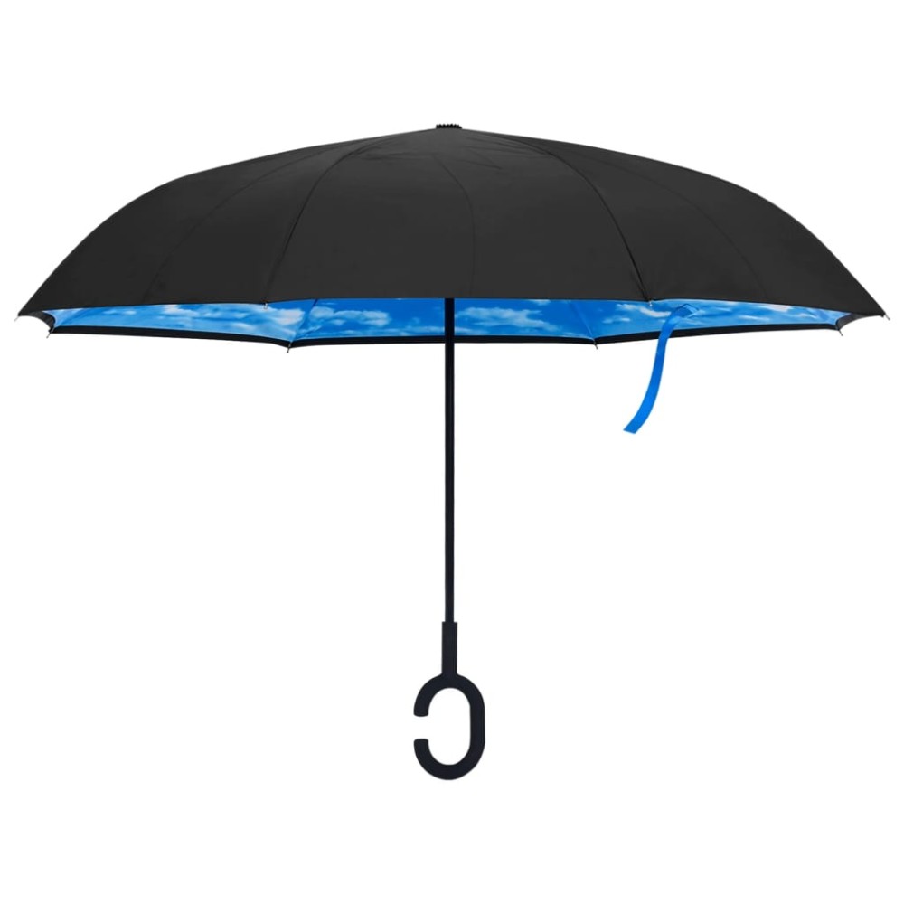 vidaXL Umbrelă cu mâner în formă de C, negru, 108 cm