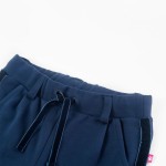 Pantaloni pentru copii cu ornamente negre, bleumarin, 116