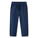 Pantaloni pentru copii cu ornamente negre, bleumarin, 128