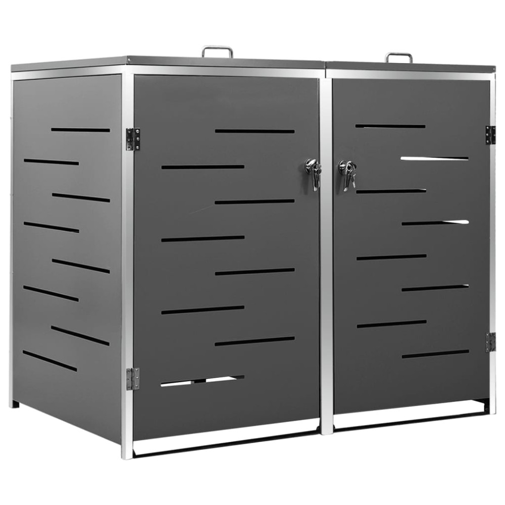 vidaXL Magazie pentru două pubele, 138x77,5x112,5 cm, oțel inoxidabil