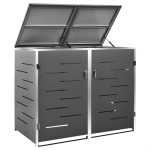 vidaXL Magazie pentru două pubele, 138x77,5x112,5 cm, oțel inoxidabil vidaXL Magazie pentru două pubele, 138x77,5x112,5 cm, oțel inoxidabil