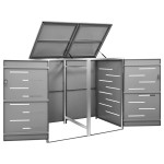 vidaXL Magazie pentru două pubele, 138x77,5x112,5 cm, oțel inoxidabil vidaXL Magazie pentru două pubele, 138x77,5x112,5 cm, oțel inoxidabil