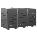 vidaXL Magazie pentru trei pubele, 207x77,5x112,5 cm, oțel inoxidabil vidaXL Magazie pentru trei pubele, 207x77,5x112,5 cm, oțel inoxidabil