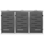 vidaXL Magazie pentru trei pubele, 207x77,5x112,5 cm, oțel inoxidabil vidaXL Magazie pentru trei pubele, 207x77,5x112,5 cm, oțel inoxidabil