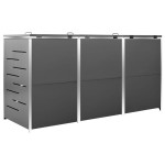 vidaXL Magazie pentru trei pubele, 207x77,5x112,5 cm, oțel inoxidabil vidaXL Magazie pentru trei pubele, 207x77,5x112,5 cm, oțel inoxidabil