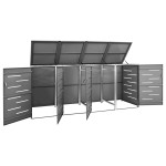 vidaXL Magazie pentru patru pubele 276,5x77,5x112,5 cm oțel inoxidabil vidaXL Magazie pentru patru pubele 276,5x77,5x112,5 cm oțel inoxidabil