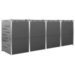 vidaXL Magazie pentru patru pubele 276,5x77,5x112,5 cm oțel inoxidabil vidaXL Magazie pentru patru pubele 276,5x77,5x112,5 cm oțel inoxidabil