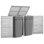 vidaXL Magazie pentru două pubele, 138x77,5x112,5 cm, oțel inoxidabil vidaXL Magazie pentru două pubele, 138x77,5x112,5 cm, oțel inoxidabil