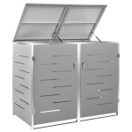 vidaXL Magazie pentru două pubele, 138x77,5x112,5 cm, oțel inoxidabil vidaXL Magazie pentru două pubele, 138x77,5x112,5 cm, oțel inoxidabil