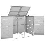 vidaXL Magazie pentru două pubele, 138x77,5x112,5 cm, oțel inoxidabil vidaXL Magazie pentru două pubele, 138x77,5x112,5 cm, oțel inoxidabil