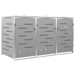 vidaXL Magazie pentru trei pubele, 207x77,5x112,5 cm, oțel inoxidabil vidaXL Magazie pentru trei pubele, 207x77,5x112,5 cm, oțel inoxidabil