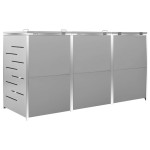 vidaXL Magazie pentru trei pubele, 207x77,5x112,5 cm, oțel inoxidabil vidaXL Magazie pentru trei pubele, 207x77,5x112,5 cm, oțel inoxidabil