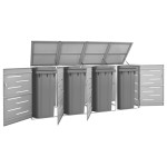 vidaXL Magazie pentru patru pubele 276,5x77,5x112,5 cm oțel inoxidabil vidaXL Magazie pentru patru pubele 276,5x77,5x112,5 cm oțel inoxidabil