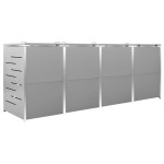 vidaXL Magazie pentru patru pubele 276,5x77,5x112,5 cm oțel inoxidabil vidaXL Magazie pentru patru pubele 276,5x77,5x112,5 cm oțel inoxidabil