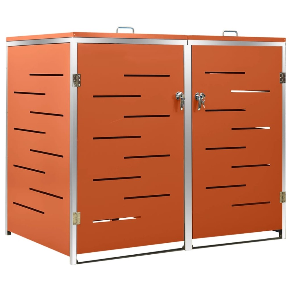 vidaXL Magazie pentru două pubele, 138x77,5x112,5 cm, oțel inoxidabil
