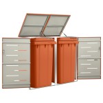 vidaXL Magazie pentru două pubele, 138x77,5x112,5 cm, oțel inoxidabil vidaXL Magazie pentru două pubele, 138x77,5x112,5 cm, oțel inoxidabil