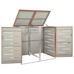 vidaXL Magazie pentru două pubele, 138x77,5x112,5 cm, oțel inoxidabil vidaXL Magazie pentru două pubele, 138x77,5x112,5 cm, oțel inoxidabil