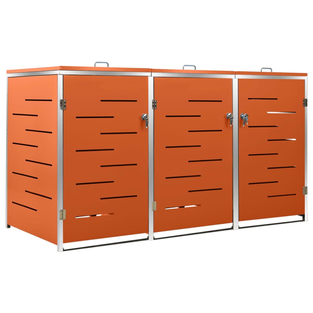 vidaXL Magazie pentru trei pubele, 207x77,5x112,5 cm, oțel inoxidabil