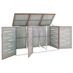 vidaXL Magazie pentru trei pubele, 207x77,5x112,5 cm, oțel inoxidabil vidaXL Magazie pentru trei pubele, 207x77,5x112,5 cm, oțel inoxidabil