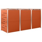vidaXL Magazie pentru trei pubele, 207x77,5x112,5 cm, oțel inoxidabil vidaXL Magazie pentru trei pubele, 207x77,5x112,5 cm, oțel inoxidabil