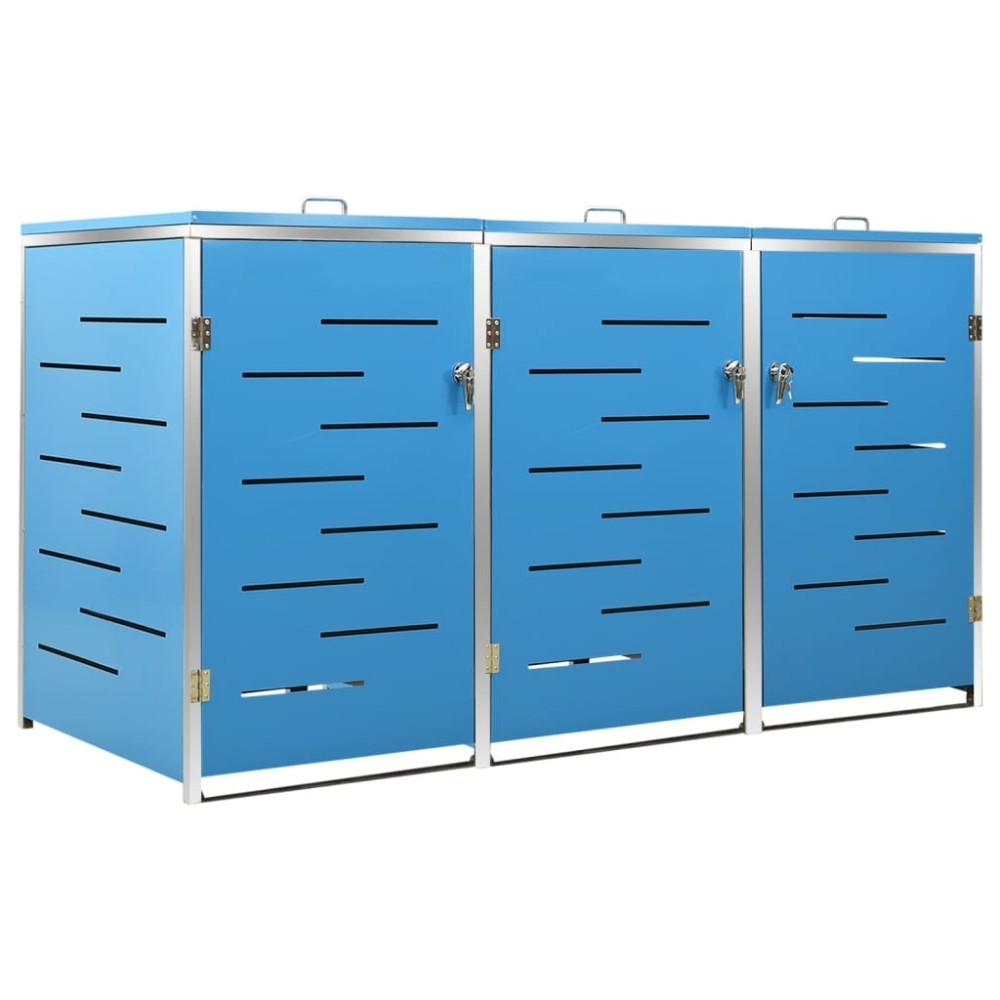 vidaXL Magazie pentru trei pubele, 207x77,5x112,5 cm, oțel inoxidabil