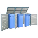 vidaXL Magazie pentru trei pubele, 207x77,5x112,5 cm, oțel inoxidabil vidaXL Magazie pentru trei pubele, 207x77,5x112,5 cm, oțel inoxidabil