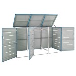 vidaXL Magazie pentru trei pubele, 207x77,5x112,5 cm, oțel inoxidabil vidaXL Magazie pentru trei pubele, 207x77,5x112,5 cm, oțel inoxidabil