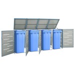 vidaXL Magazie pentru patru pubele 276,5x77,5x112,5 cm oțel inoxidabil vidaXL Magazie pentru patru pubele 276,5x77,5x112,5 cm oțel inoxidabil
