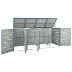 vidaXL Magazie pentru patru pubele 276,5x77,5x112,5 cm oțel inoxidabil vidaXL Magazie pentru patru pubele 276,5x77,5x112,5 cm oțel inoxidabil
