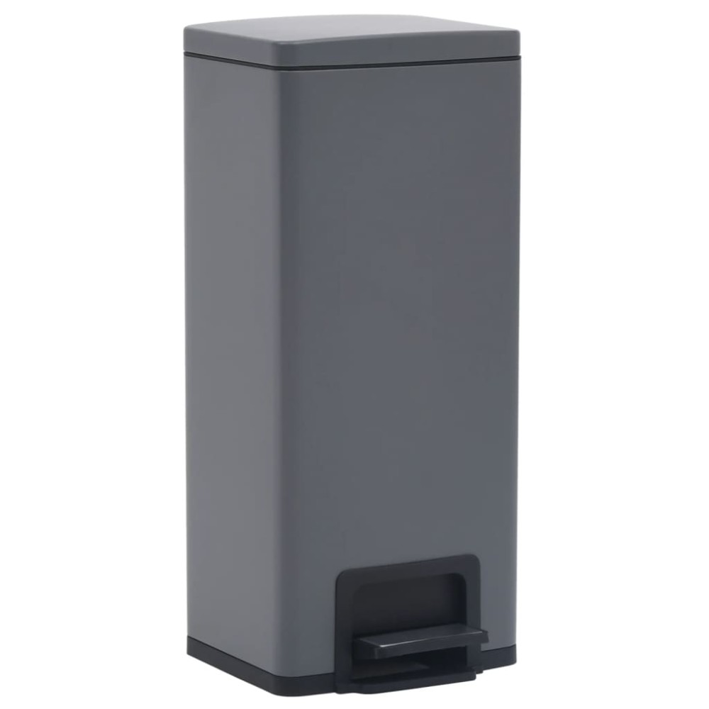 vidaXL Coș de gunoi cu pedală anti-amprentă, gri, 30L, oțel inoxidabil