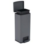 vidaXL Coș de gunoi cu pedală anti-amprentă, gri, 30L, oțel inoxidabil vidaXL Coș de gunoi cu pedală anti-amprentă, gri, 30L, oțel inoxidabil