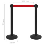 vidaXL Stâlpi cu bandă, barieră aeroport, 4 buc., negru, fier vidaXL Stâlpi cu bandă, barieră aeroport, 4 buc., negru, fier