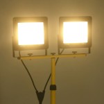vidaXL Proiector cu LED și trepied, 2x100 W, alb cald
