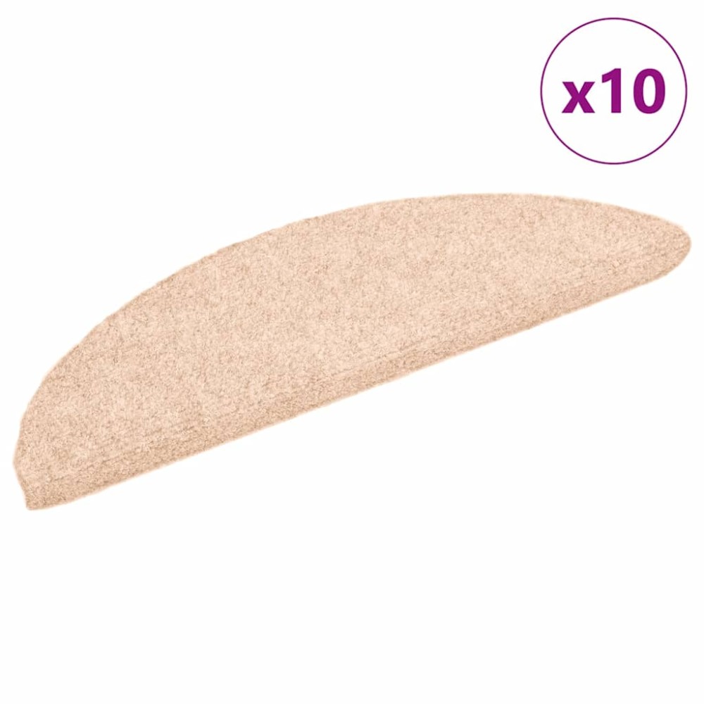 vidaXL Covorașe autoadezive pentru scări, 10 buc., 56x17x3 cm, crem, semirotunde