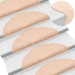 vidaXL Covorașe autoadezive pentru scări, 10 buc., 56x17x3 cm, crem, semirotunde vidaXL Covorașe autoadezive pentru scări, 10 buc., 56x17x3 cm, crem, semirotunde