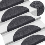vidaXL Covorașe pentru scări autoadezive, 5 buc., 56x17x3 cm, gri închis, semirotunde