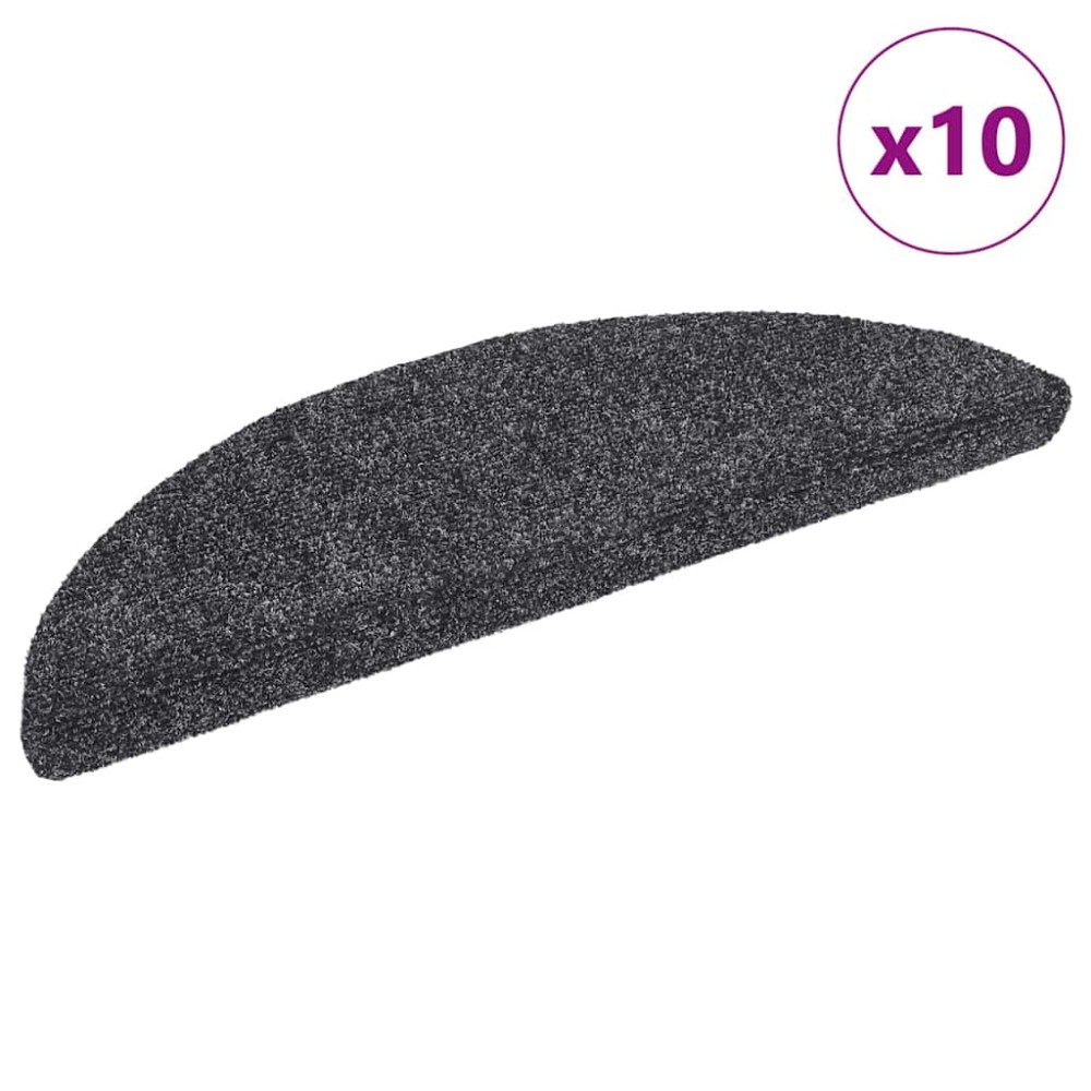 vidaXL Covorașe pentru scări autoadezive, 10 buc., 56x17x3 cm, gri închis, semirotunde