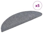 vidaXL Covorașe pentru scări autoadezive, 5 buc., 56x17x3 cm, gri deschis, semirotunde