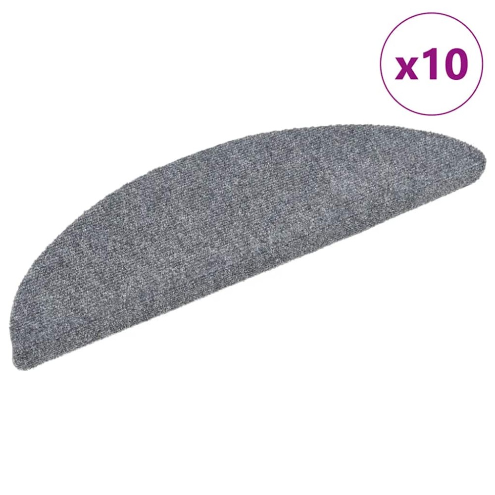 vidaXL Covorașe pentru scări autoadezive, 10 buc., 56x17x3 cm, gri deschis, semirotunde