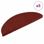 vidaXL Covorașe pentru scări autoadezive, 5 buc., 56x17x3 cm, roșu bordeaux, semirotunde