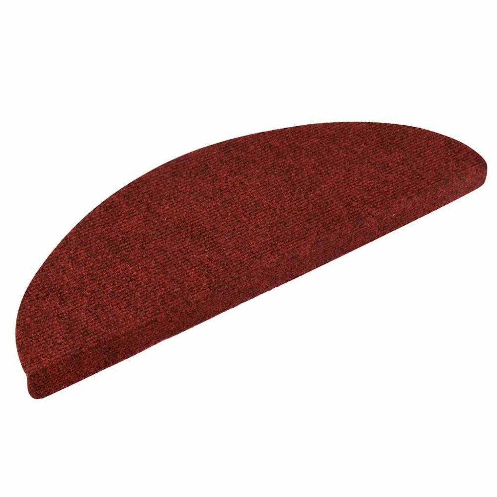 vidaXL Covorașe pentru scări autoadezive, 10 buc., 56x17x3 cm, roșu bordeaux, semirotunde