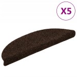 vidaXL Covorașe pentru scări autoadezive, 5 buc., 56x17x3 cm, maro, semirotunde