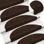 vidaXL Covorașe pentru scări autoadezive, 10 buc., 56x17x3 cm, maro, semirotunde vidaXL Covorașe pentru scări autoadezive, 10 buc., 56x17x3 cm, maro, semirotunde